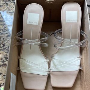 Dolce Vita Patsi Crystal vinyl Heels - Tan 6.5 - HOCO or weddings- NIB